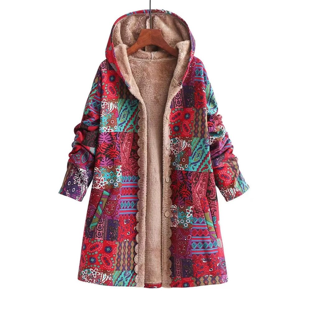 Forever 21 Winter Fleece Random Print Hooded Jacket